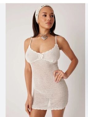 Frankie’s Bikinis Collette Crochet Mini Dress M